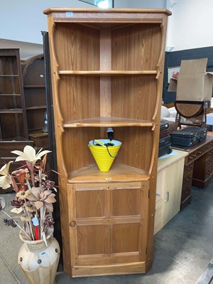 Lot 1378 - An Ercol corner cabinet with lower door