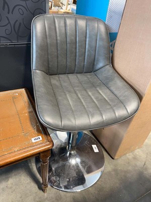 Lot 1383 - Grey leather upholstered bar stool