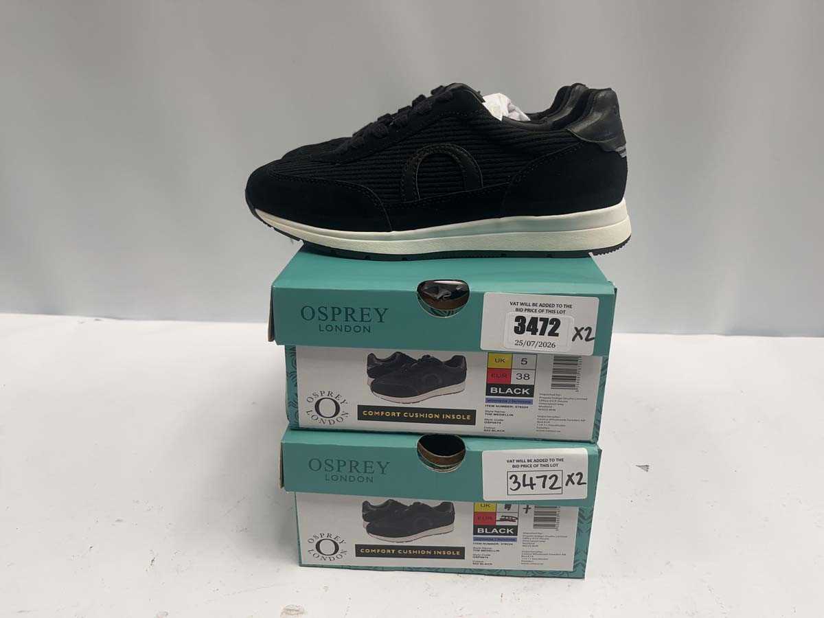 Lot 2x pairs Osprey London Medellin trainers black...