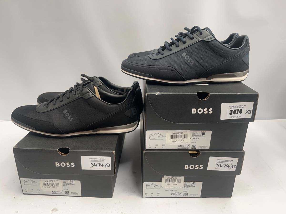 Lot 3x pairs of Men's Boss trainers navy/black