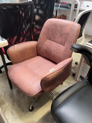Lot 2078 - Maroon uphostered office swivel armchair on...