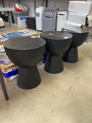 Lot 2084 - Set of 3 black aluminium framed stools