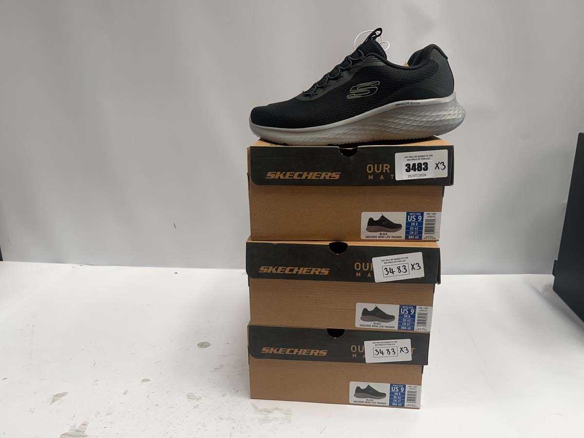 Lot 3x pairs men's Skechers Lite trainers black UK8