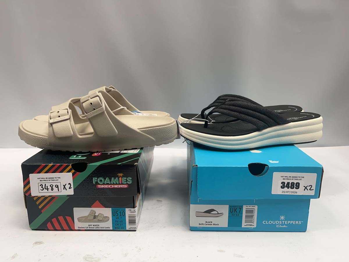 Lot 2x pairs ladies sandals Clarks, Skechers...