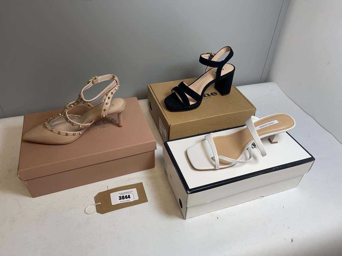 Lot 3x Boxed pairs of high heels to include Steve...