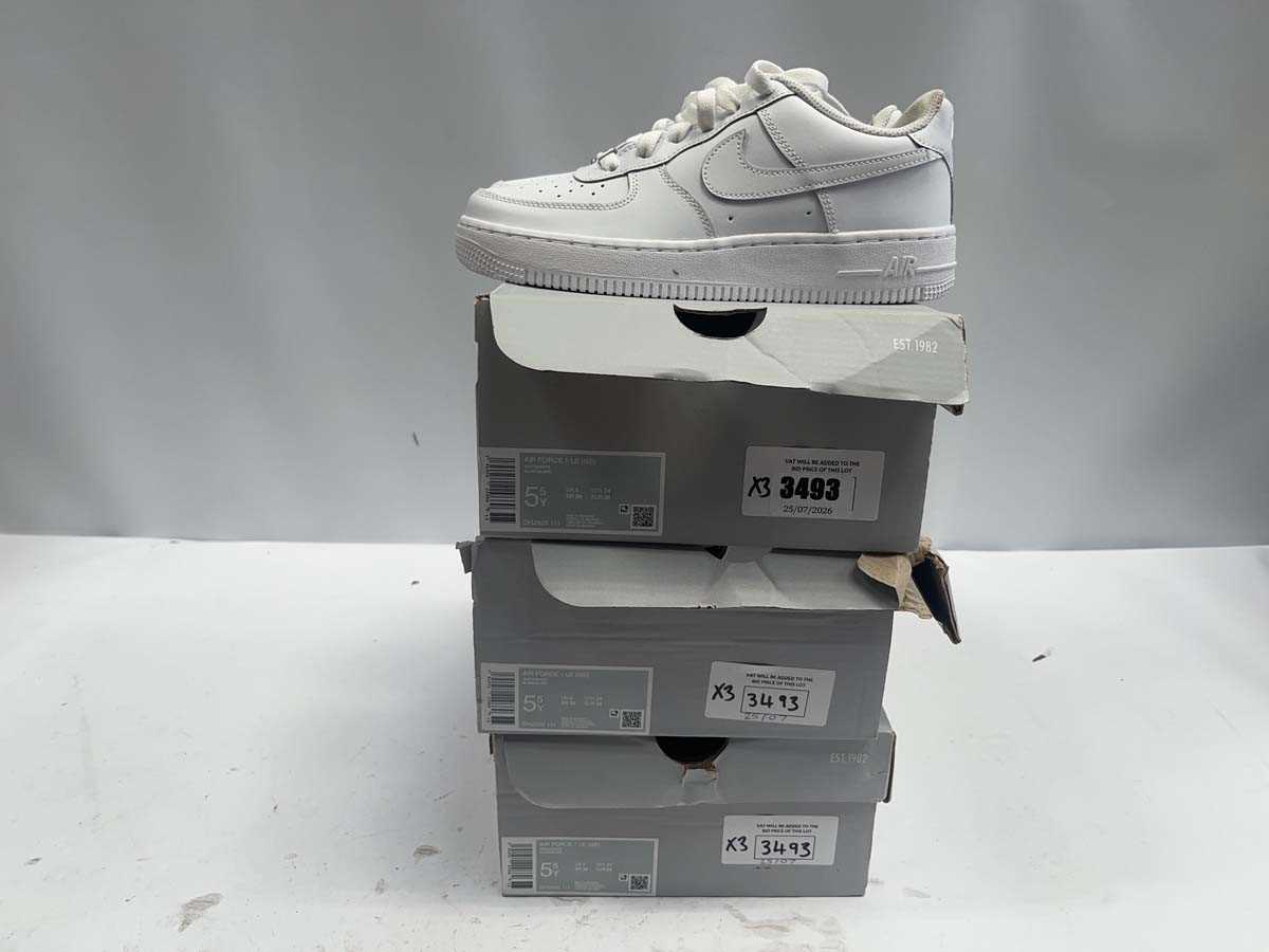 Lot 3x pairs children's Nike Air Force 1 UK5 White