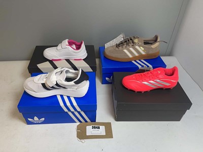 Lot 4x Boxed pairs of children's Adidas shoes...