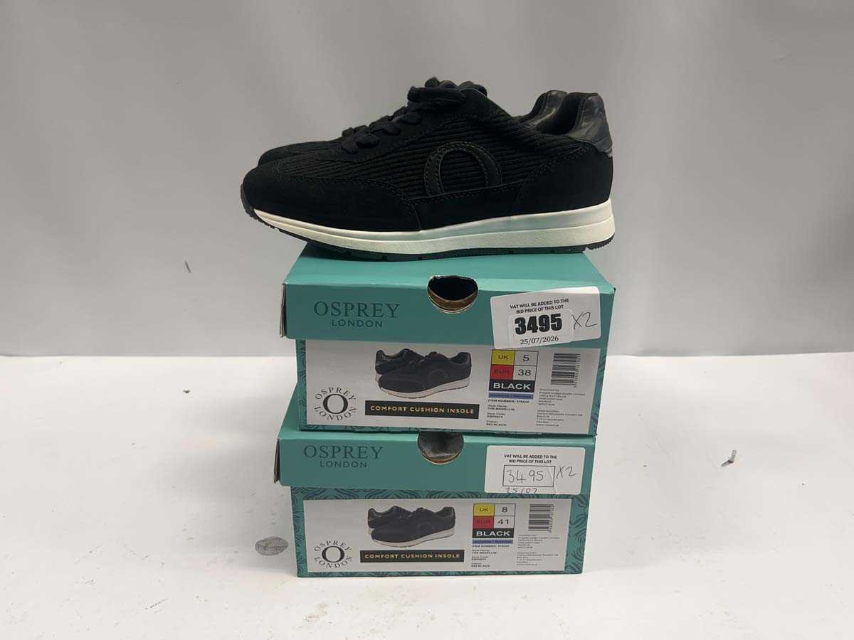 Lot 2x pairs Osprey London Medellin trainers black