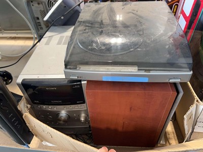 Lot 1732 - Box containing a Sony CMT-SPZ90DB Micro Hi Fi...