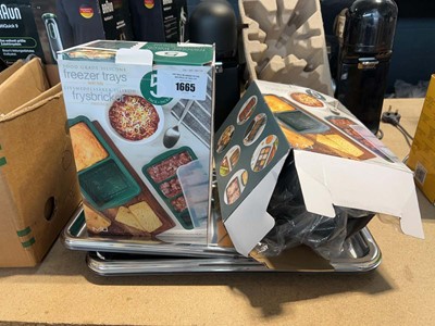 Lot 1665 - 2 x 5 piece silicone freezer tray sets, with 5...