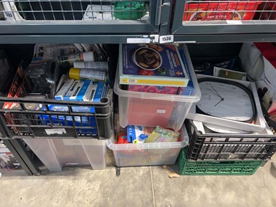 Lot 1536 - Under bay containing toys, electronics, clocks,...