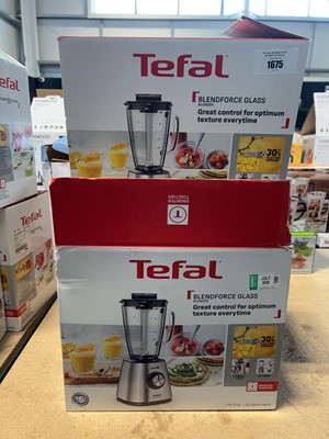 Lot 1675 - 3 Tefal Blendforce glass blenders, boxed