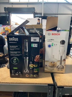Lot 1679 - 2 boxed Braun MultiQuick 9 hand blenders,...