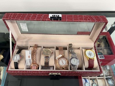 Lot 1814 - Watch display case with various watches...