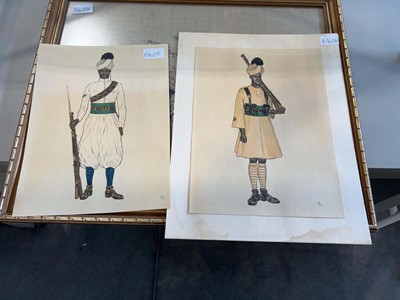 Lot 1417 - Tapestry of children and two unframed pictures...