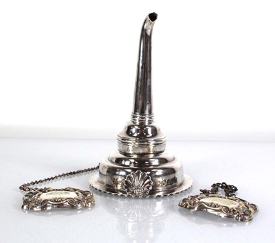 Lot 375 - A George IV silver wine funnel of typical form,...