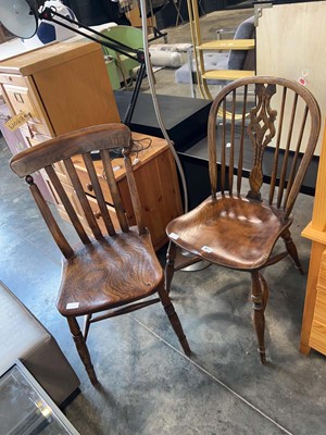 Lot 1425 - 2 dark oak wooden dining chairs