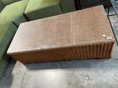 Lot 1431 - Wicker low level coffee table with glass...