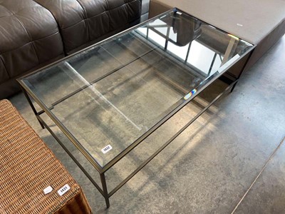 Lot 1432 - Metal framed 2 tier coffee table with glass...