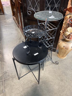 Lot 1441 - 3 pieces of metal furniture including a glass...