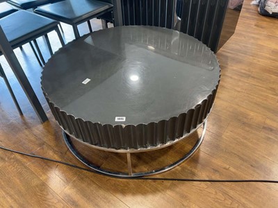Lot 1445 - Modern drum shaped dark grey gloss finish...
