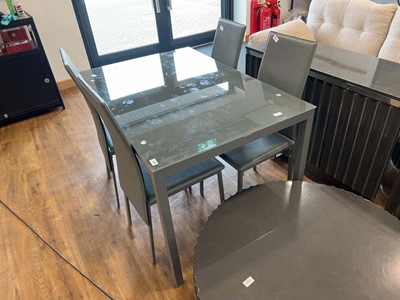 Lot 1446 - Metal framed dining table with glass surface...