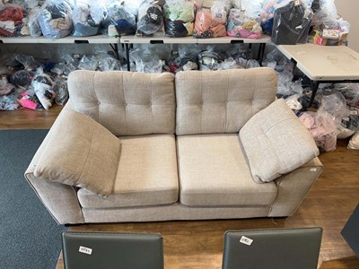 Lot 1447 - Oatmeal fabric upholstered 2 seater sofa