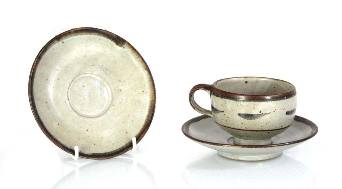 Lot A Lowerdown Pottery cup and saucer decorated...