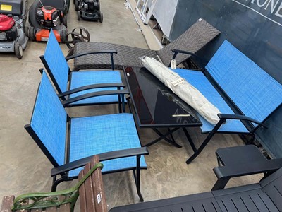 Lot 2344 - Black aluminium framed 4 piece garden seating...