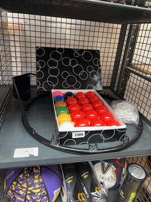 Lot 2309 - Cage containing 2x snooker ball sets...
