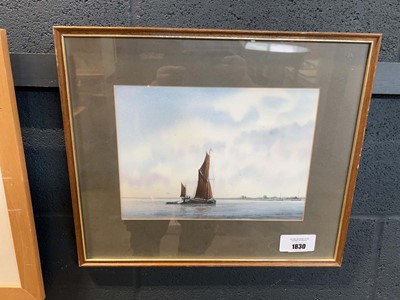 Lot 1830 - Framed and glazed watercolour of a sailing...