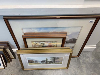 Lot 1838 - Large framed and glazed watercolour of a snowy...