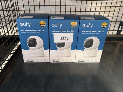 Lot 2332 - 3x Eufy 360 degree pan and tilt indoor cams