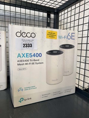 Lot 2333 - Boxed Deco AXE5400 tri band mesh 2-piece micro...