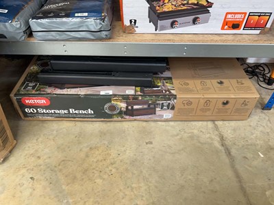 Lot 2409 - Boxed Keter 227L outdoor garden storage bench