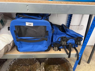 Lot 2393 - 3 black and blue pet carriers