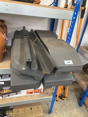 Lot 2397 - Parasol base stand and watered down weight set