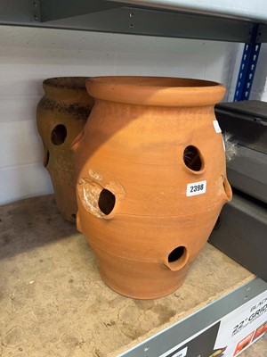 Lot 2398 - Pair of terracotta strawberry planters
