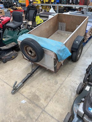 Lot 2489 - Single axle two wheeled wooden box trailer...