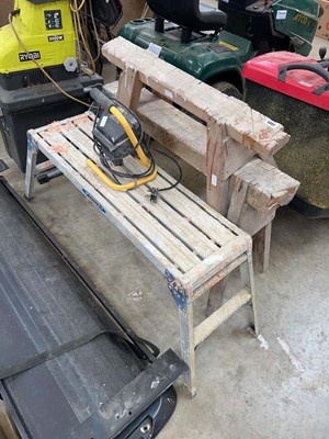Lot 2492 - Pair of wooden trestles together with an...