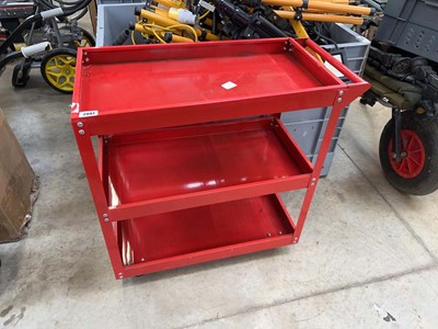 Lot 2497 - Red metal 3 tier workshop trolley