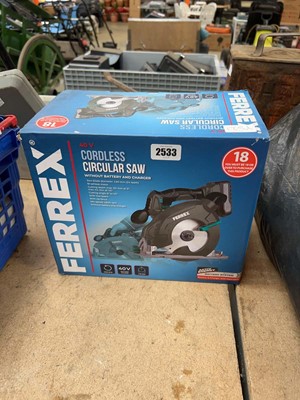 Lot 2533 - Boxed Ferrex 40V cordless circular saw, no...
