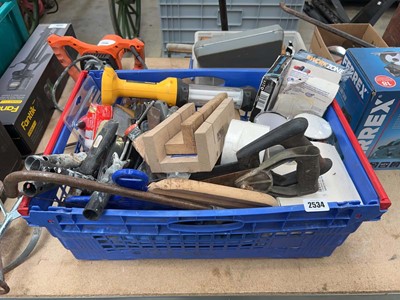 Lot 2534 - Blue crate of mixed tooling