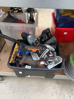 Lot 2543 - Black crate of mixed tooling to include Worx...