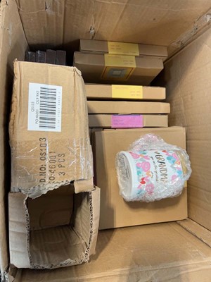 Lot 1573 - Box containing mugs, picture frames etc.