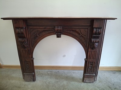 Lot 1843 - Wooden fire surround and mantle piece