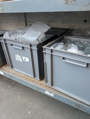 Lot 303 - Five plastic stacking crates containing mostly...