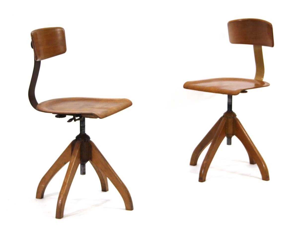 Lot 37 - A pair of 1930's machinist or factory chairs...