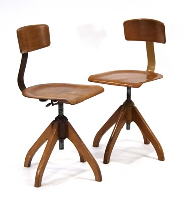 Lot 37 - A pair of 1930's machinist or factory chairs...