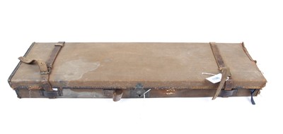 Lot 1452 - Canvas gun case, blue baize lined interior...